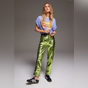 Nasty Gal Metallic Crackle Faux Leather Trousers